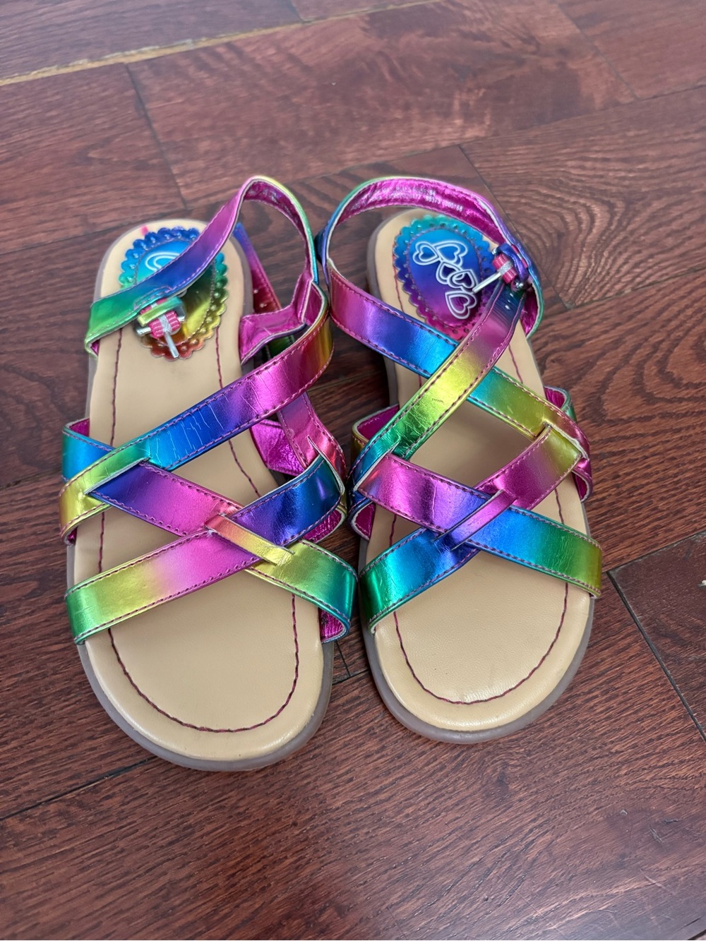 Girls Rainbow Metallic Strappy Sandals - Multi